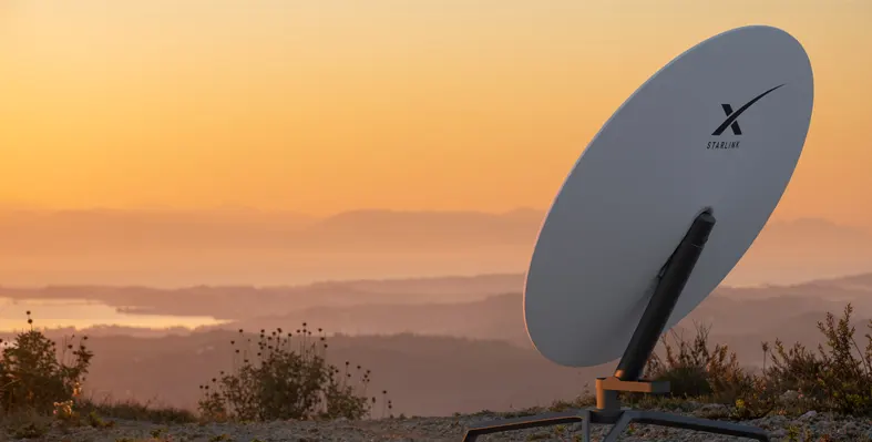 Starlink's satellite dish on an open ground 