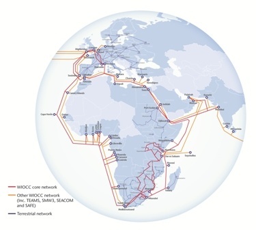 WIOCC African Network map - with legend