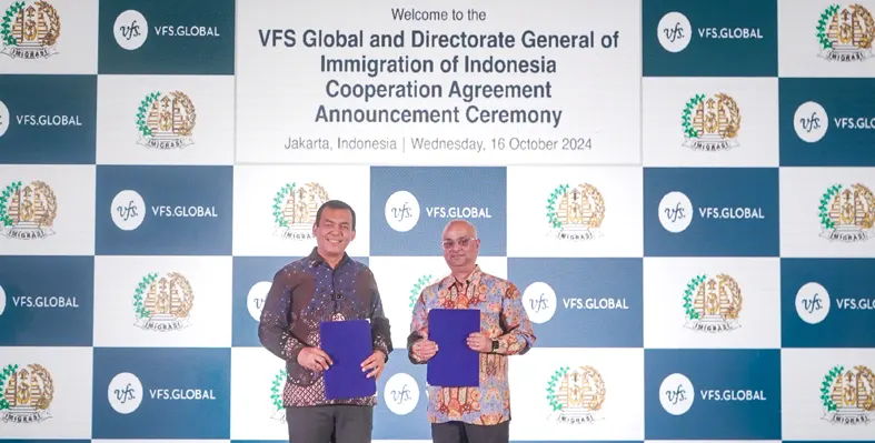 VFS Global and Indonesia’s Immigration Directorate General announce cooperation at partnership ceremony event.