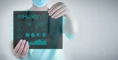 Doctor holding virtual letter with text 