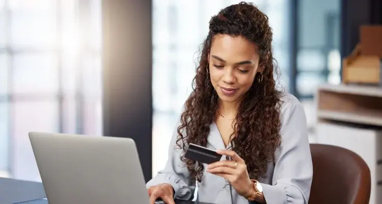 A girl involved in digital banking 