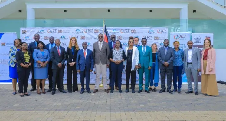 Owalo with key government leaders, sponsors and partners at Uhuru Gardens after the recce ahead of the Connected Africa Summit 2024.