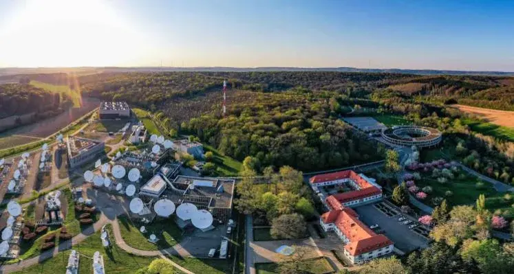 A picturesque of African town with Satellite